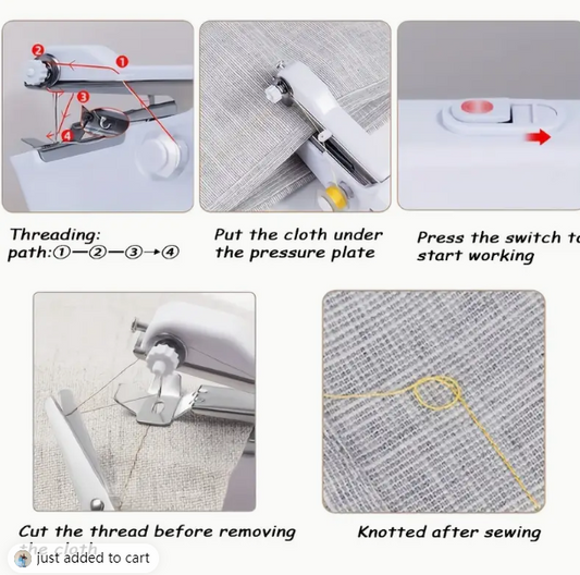 1pc Portable Handheld Sewing Machine - Quick Stitching Tool For Cloth, Clothing And Kids Clothes - 2 Coils Included (Battery Not