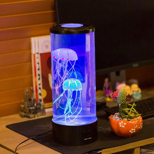 Jellyfish Water Tank Aquarium LED Lamp Color Changing Bedside for Home Bedroom Decoration Kids Gifts